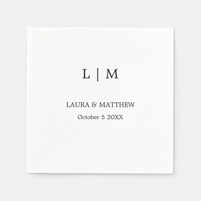 Guardanapo De Papel Casamento Branco Simples Monograma (Frente)