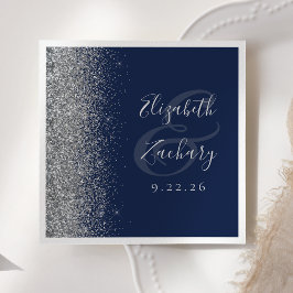 Guardanapo De Papel Casamento Brilho Azul Marinho Prata