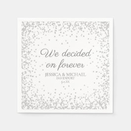 Guardanapo De Papel Casamento Brilho Prata Branco Decidimos Para Sempr