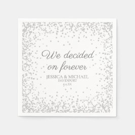 Guardanapo De Papel Casamento Brilho Prata Branco Nós Decidimos Para S