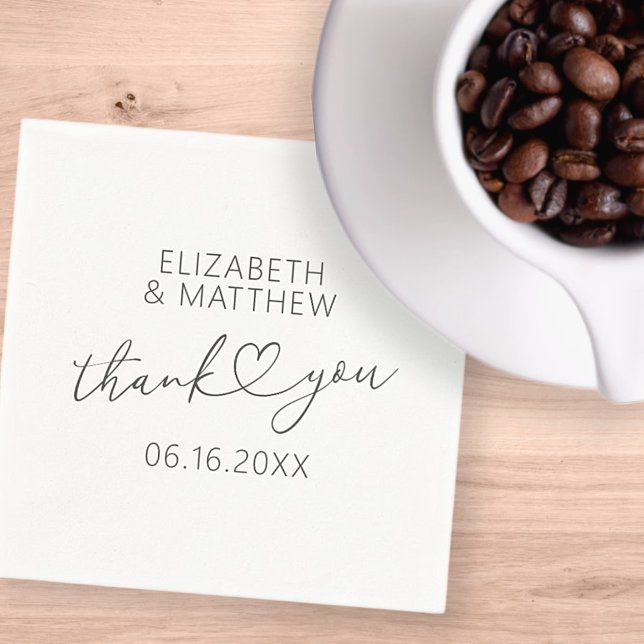 Guardanapo De Papel Casamento Cardíaco Mínimo Elegante Moderno (Criador carregado)