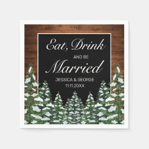 Guardanapo De Papel Casamento Casado Com A Floresta Neve Negra