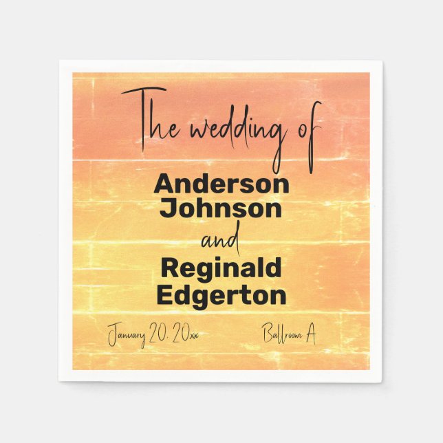 Guardanapo De Papel Casamento Casual Amarelo Casual de Verão Russo (Frente)