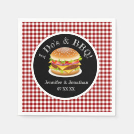 Guardanapo De Papel Casamento Casual de Gingham Hamburger Vermelho
