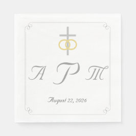 Guardanapo De Papel Casamento Católico Elegante Monograma