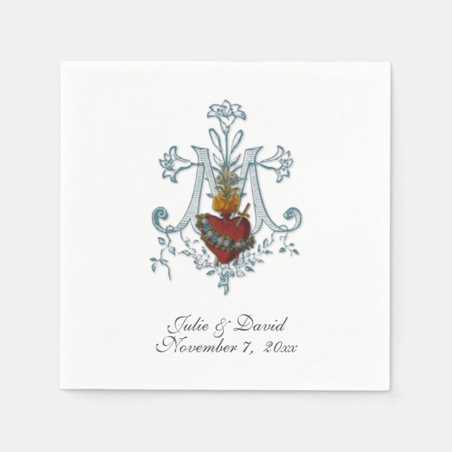 Guardanapo De Papel Casamento Católico Marian Cross (Frente)