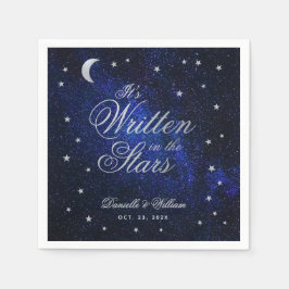 Guardanapo De Papel Casamento Celestial Escrito nas Estrelas e Lua Azu