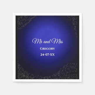 Guardanapo De Papel Casamento celestial Lua cheia e estrelas azul-de-m