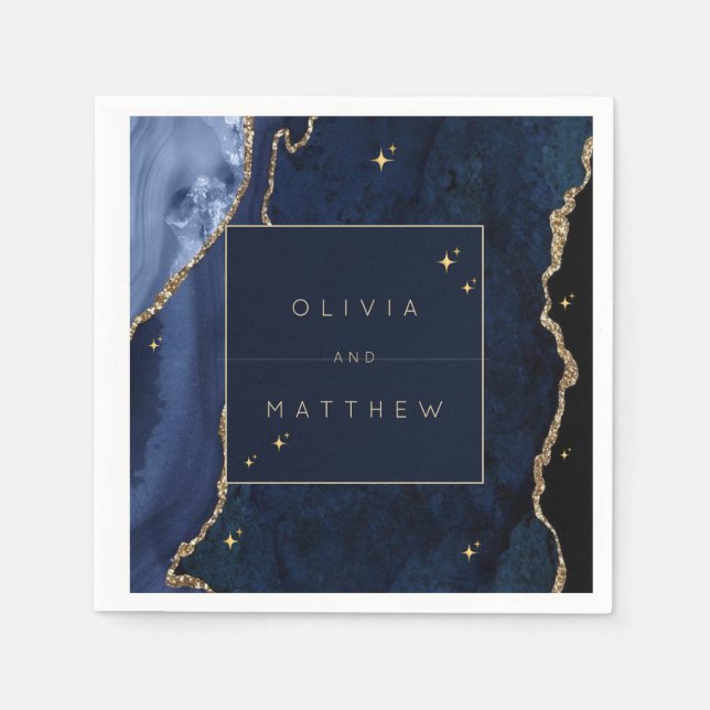 Guardanapo De Papel Casamento Celestial Moody Navy  (Frente)