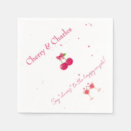 Guardanapo De Papel Casamento Cereja Kawaii Fofa Rosa & Vermelho 