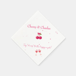 Guardanapo De Papel Casamento Cereja Kawaii Fofa Rosa & Vermelho 