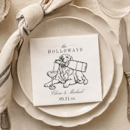 Guardanapo De Papel Casamento Champanhe Retriever Dourado Desenho Clás