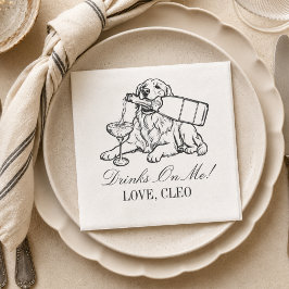 Guardanapo De Papel Casamento Champanhe Retriever Dourado Desenho Clás