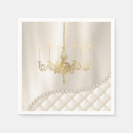 Guardanapo De Papel Casamento Chandelier Lighting Ivory Pearls Satin
