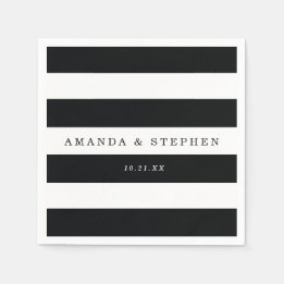 Guardanapo De Papel Casamento Chic Black Stripes