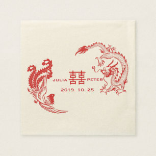 Guardanapo De Papel Casamento chinês personalizado Dragão-Phoenix