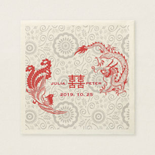 Guardanapo De Papel Casamento chinês personalizado Dragão-Phoenix