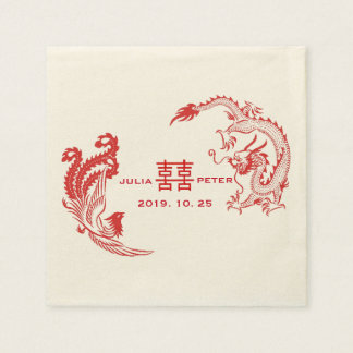 Guardanapo De Papel Casamento Chinês Personalizado Moderno Dragão-Phoe