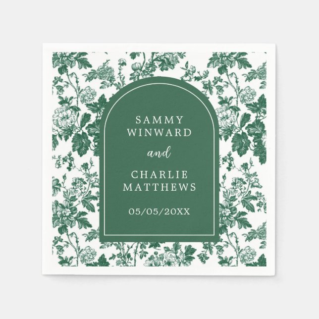 Guardanapo De Papel Casamento Chinoiserie Antigo Verde (Frente)