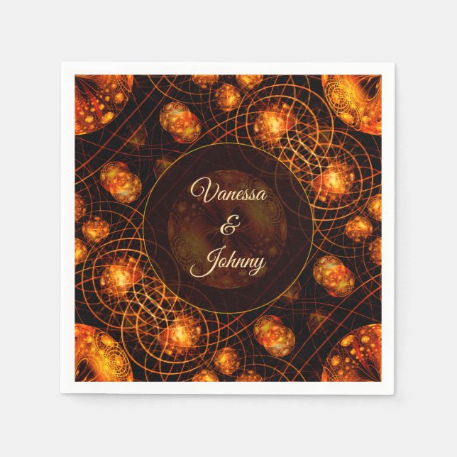 Guardanapo De Papel Casamento Clássico Boho Moderno Dourado #901 (Frente)