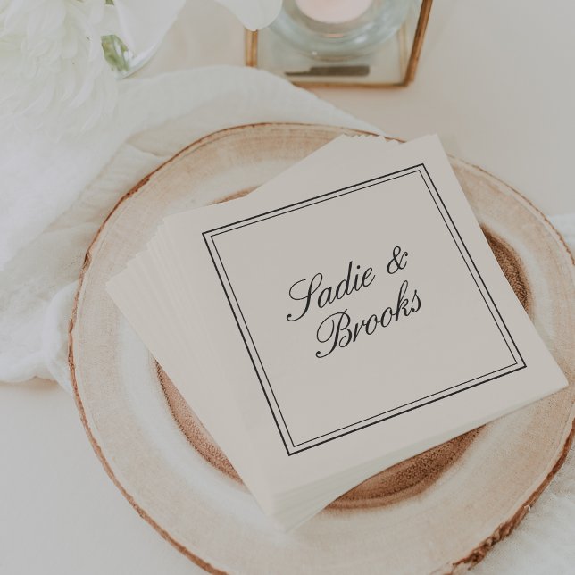 Guardanapo De Papel Casamento Clássico com Letra de Forma Preta (Criador carregado)