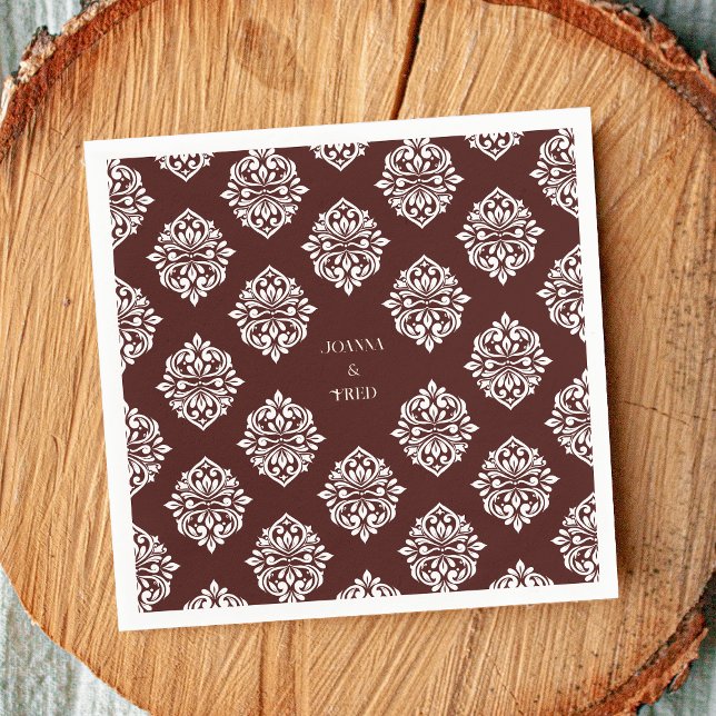 Guardanapo De Papel Casamento Clássico Damask Ambience Mahogany (Criador carregado)