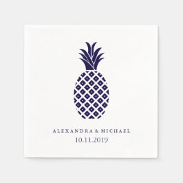Guardanapo De Papel Casamento clássico de abacaxi do Marinho