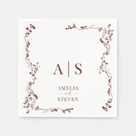 Guardanapo De Papel Casamento Clássico de Folha Floral Elegante