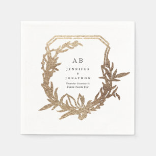 Guardanapo De Papel casamento clássico de ouro branco negro floral