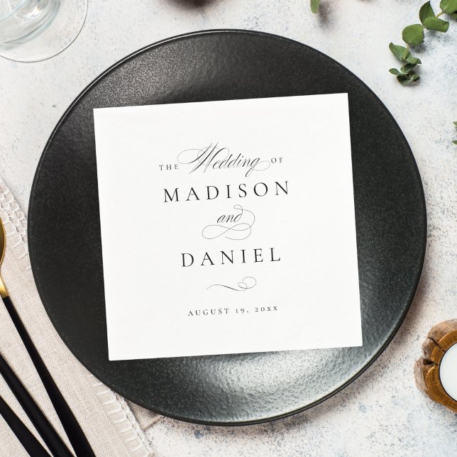 Guardanapo De Papel Casamento Clássico de Script Moderno Elegante (Criador carregado)