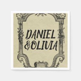 Guardanapo De Papel Casamento Clássico de Vintagem Negra Verde