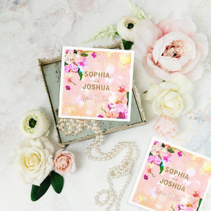 Guardanapo De Papel Casamento Clássico Elegante de Orquídea Romântica