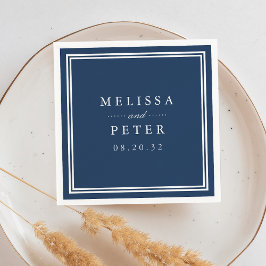 Guardanapo De Papel Casamento Clássico em Azul Marinho e Branco