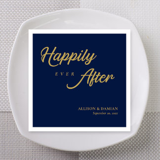 Guardanapo De Papel Casamento Clássico Felizes para Sempre Azul Marinh