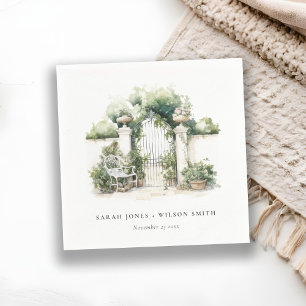 Guardanapo De Papel Casamento Clássico Jardim Francês Paisagem Waterco