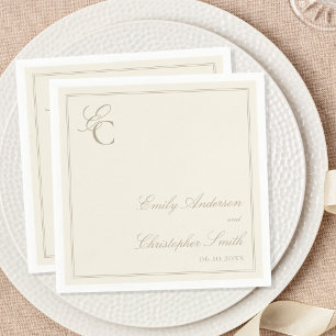 Guardanapo De Papel Casamento Clássico Marfim Elegante