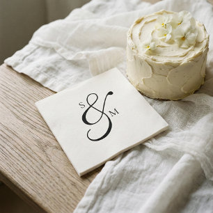 Guardanapo De Papel Casamento Clássico Monograma E Comercial Branco