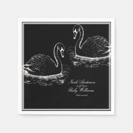 Guardanapo De Papel Casamento Clássico Preto e Branco Elegante