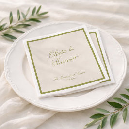 Guardanapo De Papel Casamento Clássico Verde Oliva