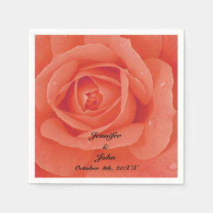 Guardanapo De Papel Casamento Colorido com Arte Floral Rosa Laranja