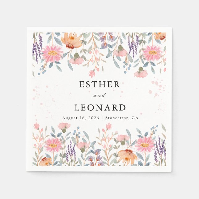 Guardanapo De Papel Casamento Colorido de Primavera Wildflower (Frente)