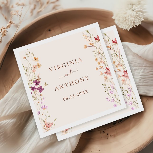 Guardanapo De Papel Casamento Colorido de Primavera Wildflower Meadow  (Criador carregado)