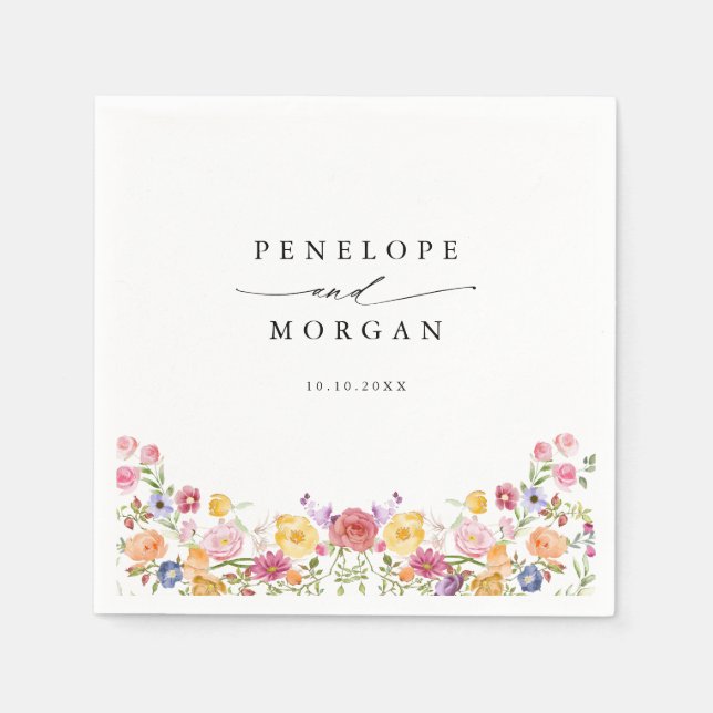 Guardanapo De Papel Casamento Colorido de Primavera Wildflower Meadow  (Frente)