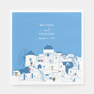 Guardanapo De Papel Casamento com a ilha grega de destino Santorini