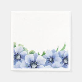 Guardanapo De Papel Casamento com Anemone Azul e Eucalyptus