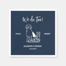 Guardanapo De Papel Casamento com Animais de Companhia Mínimos marinho