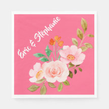 Casamento com Aquarela Floral Laranja Rosa