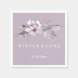 Guardanapo De Papel Casamento com Aquarela Floral Roxo Moderno Napkin