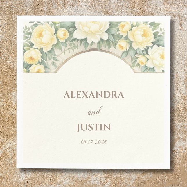Guardanapo De Papel Casamento com Arca Floral Italiana Amarelo (Criador carregado)