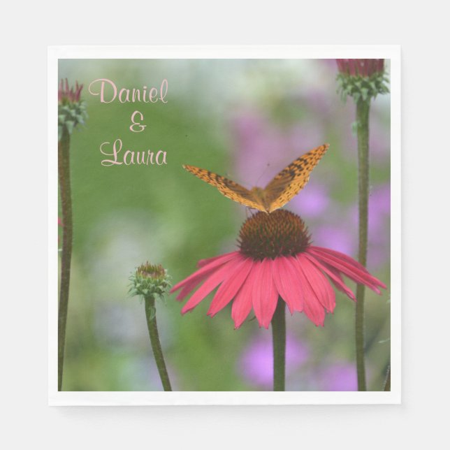 Guardanapo De Papel Casamento com Borboleta de Jardim (Frente)